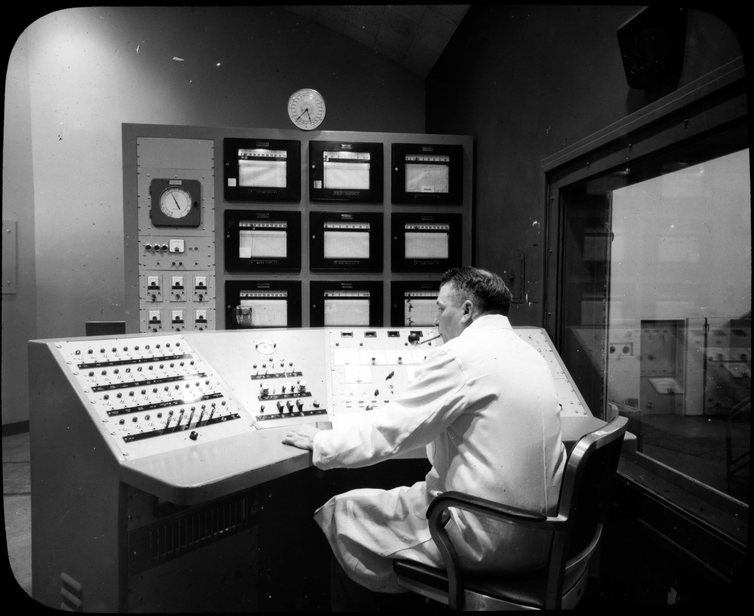 Operator at Nuclear Reactor control board